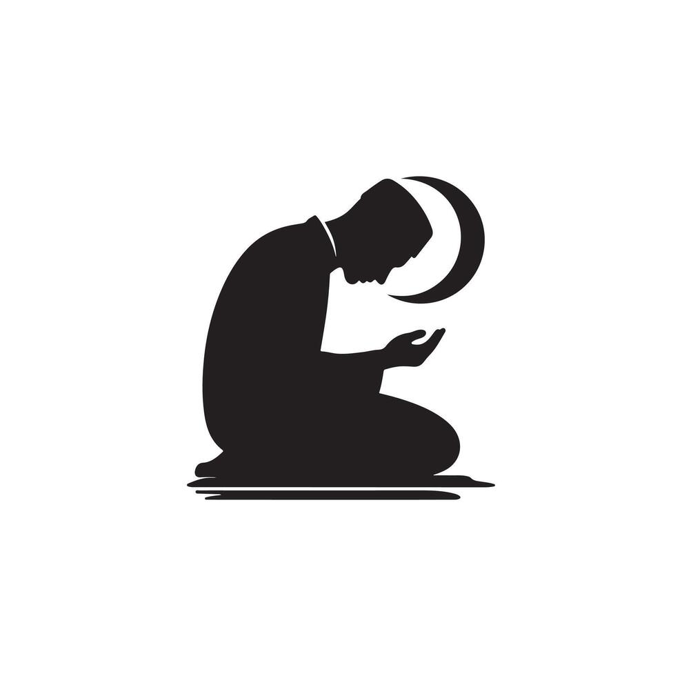 Muslim Praying silhouette. praying symbol illustration vector