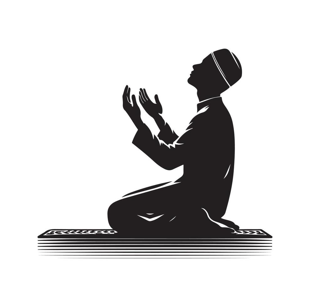 Muslim Praying silhouette. praying symbol illustration vector