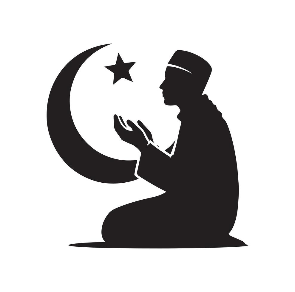Muslim Praying silhouette. praying symbol illustration vector