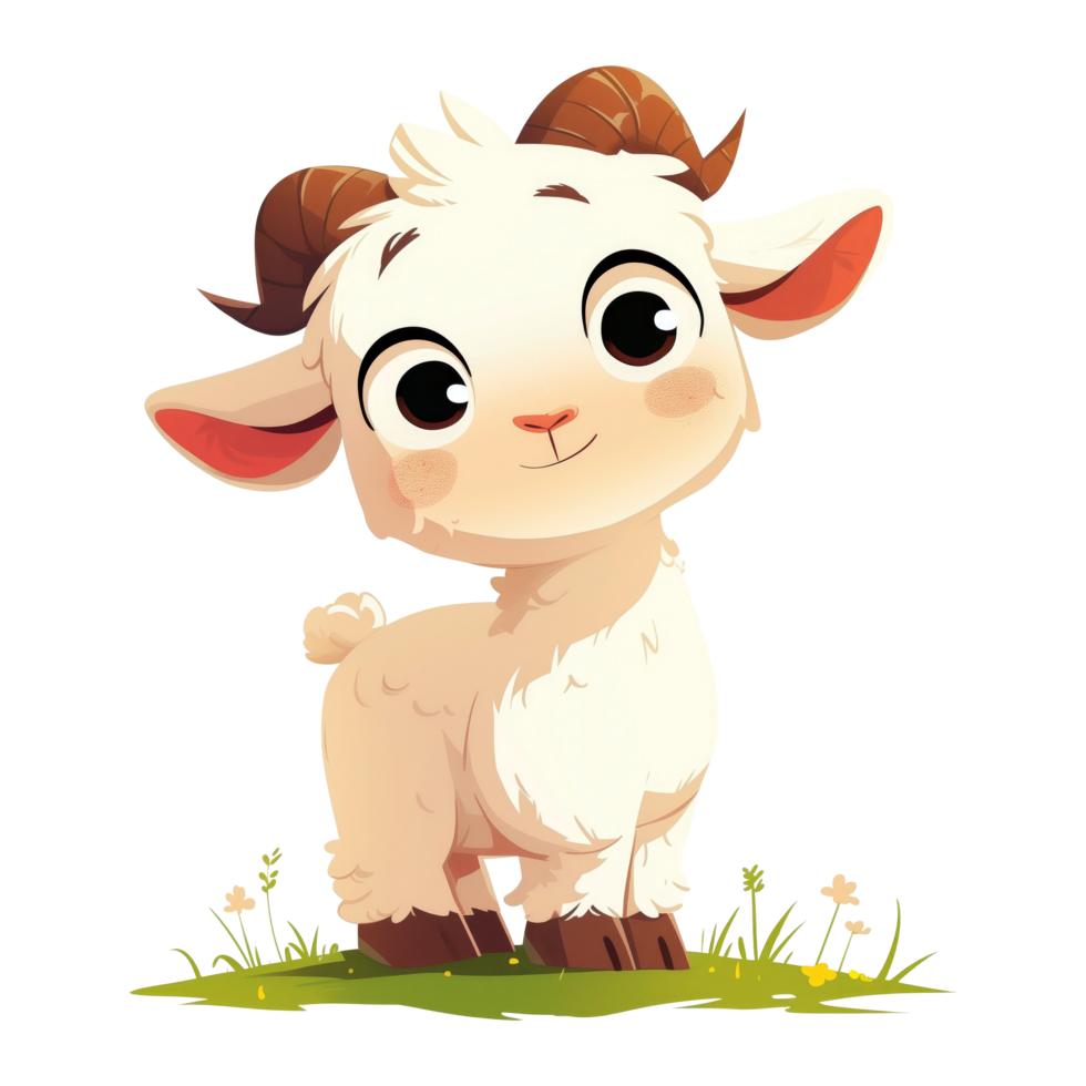 Cute cartoon goat character illustration png