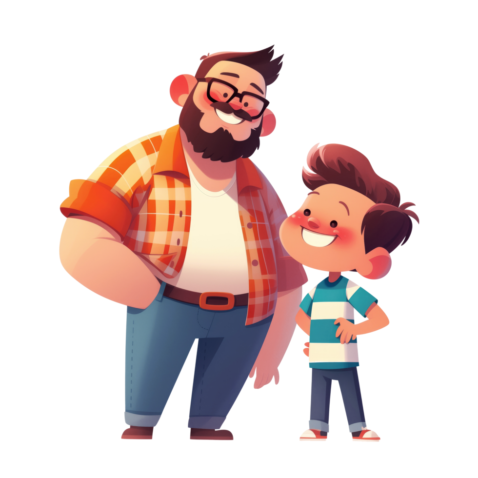 Illustration of happy father and son png