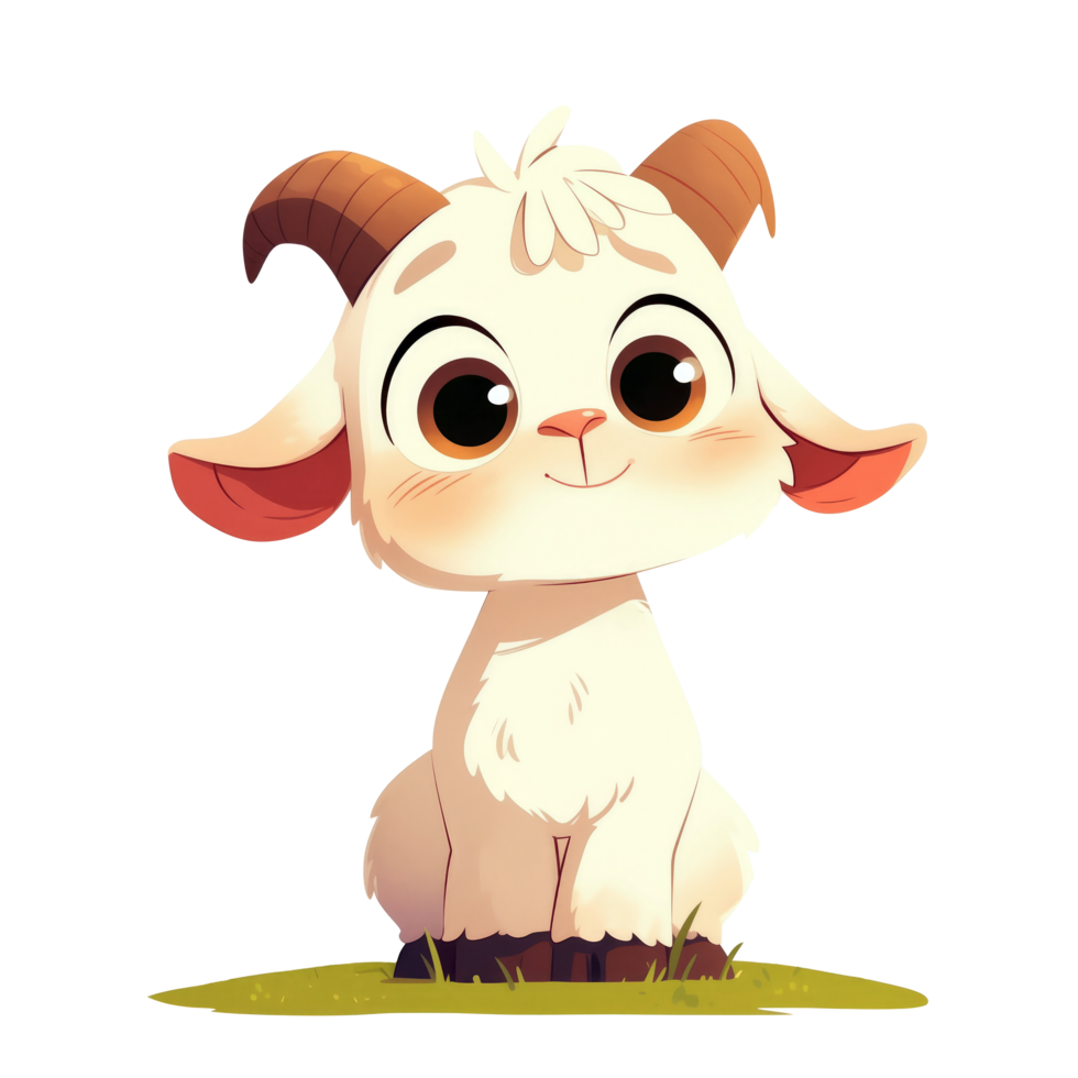 Cute goat animal cartoon character illustration png