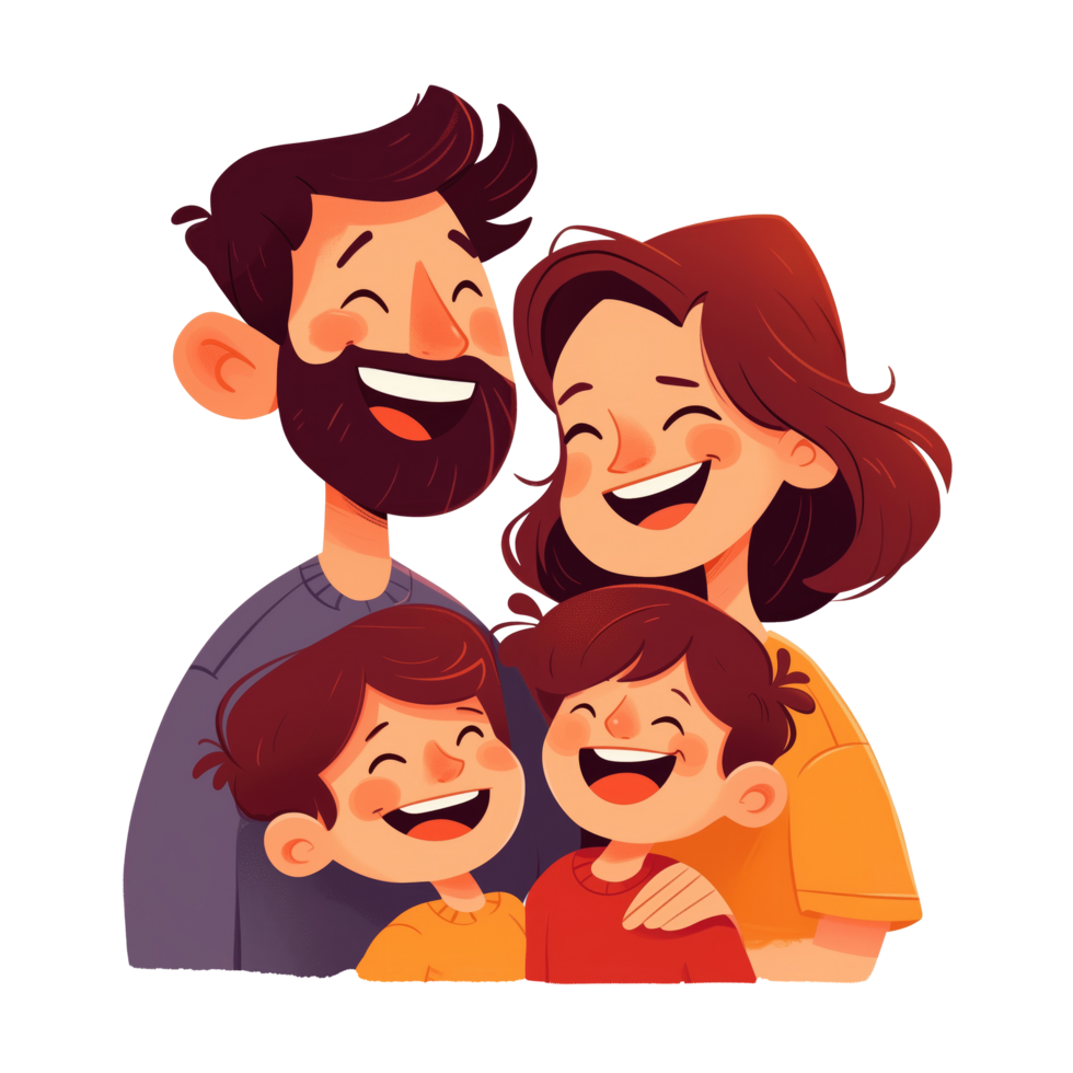Happy parents with two kids png