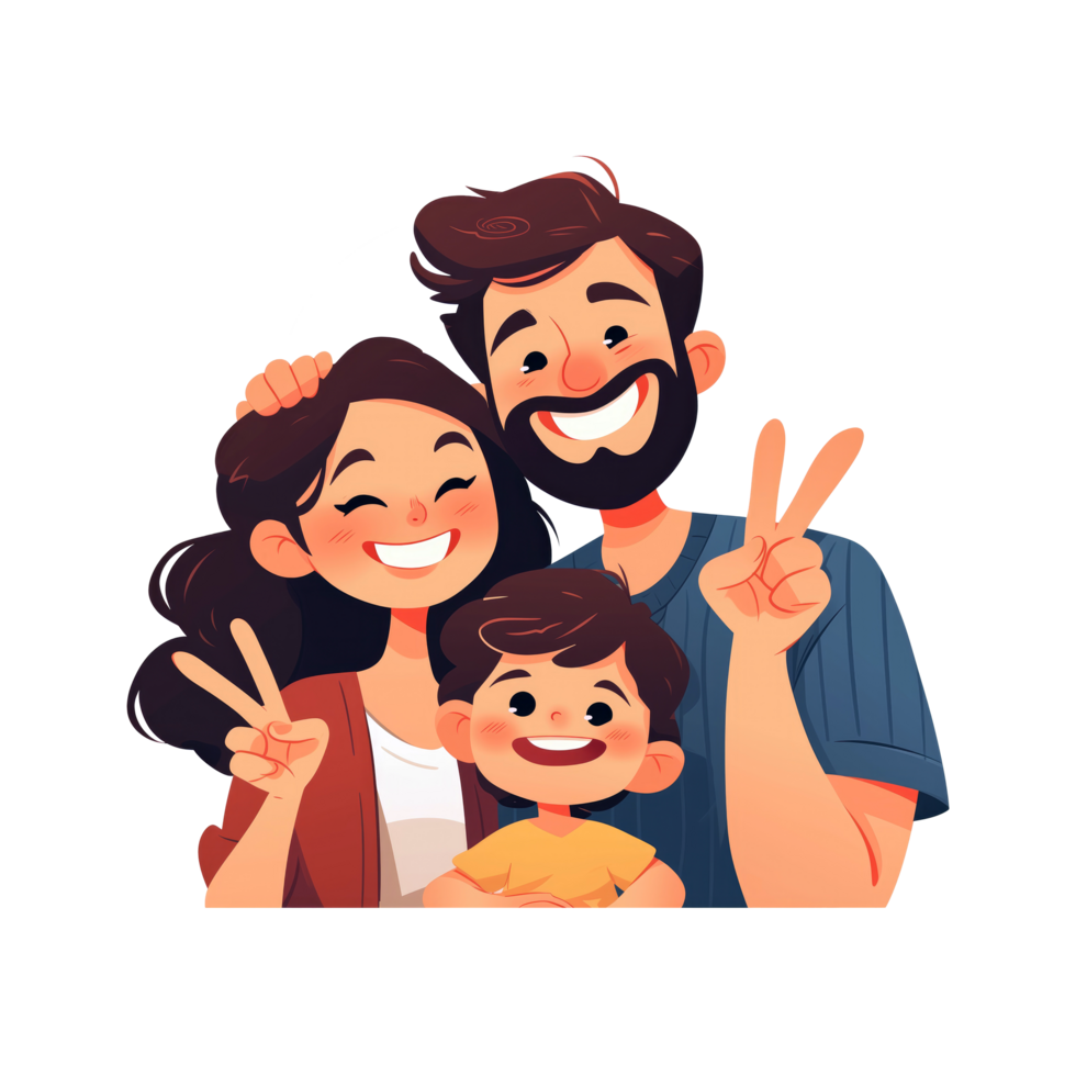 Cheerful family of three having fun together png