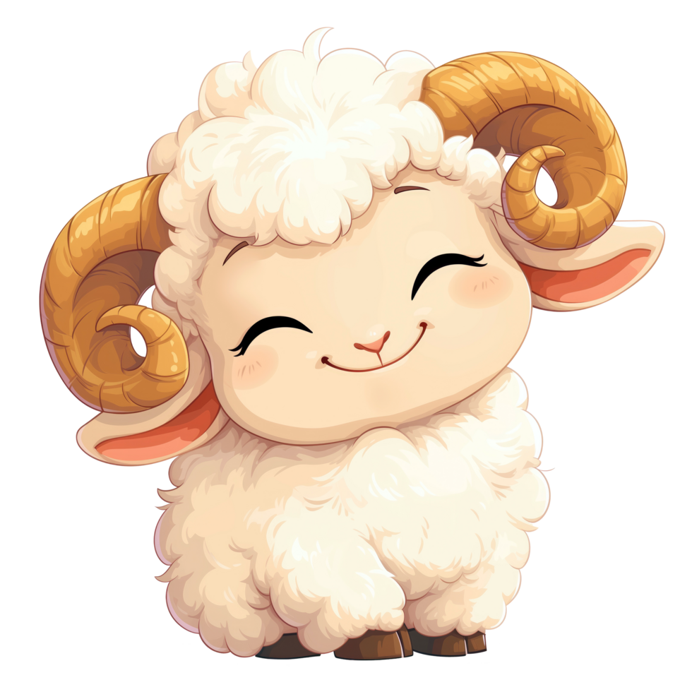 Young cute sheep cartoon character illustration png
