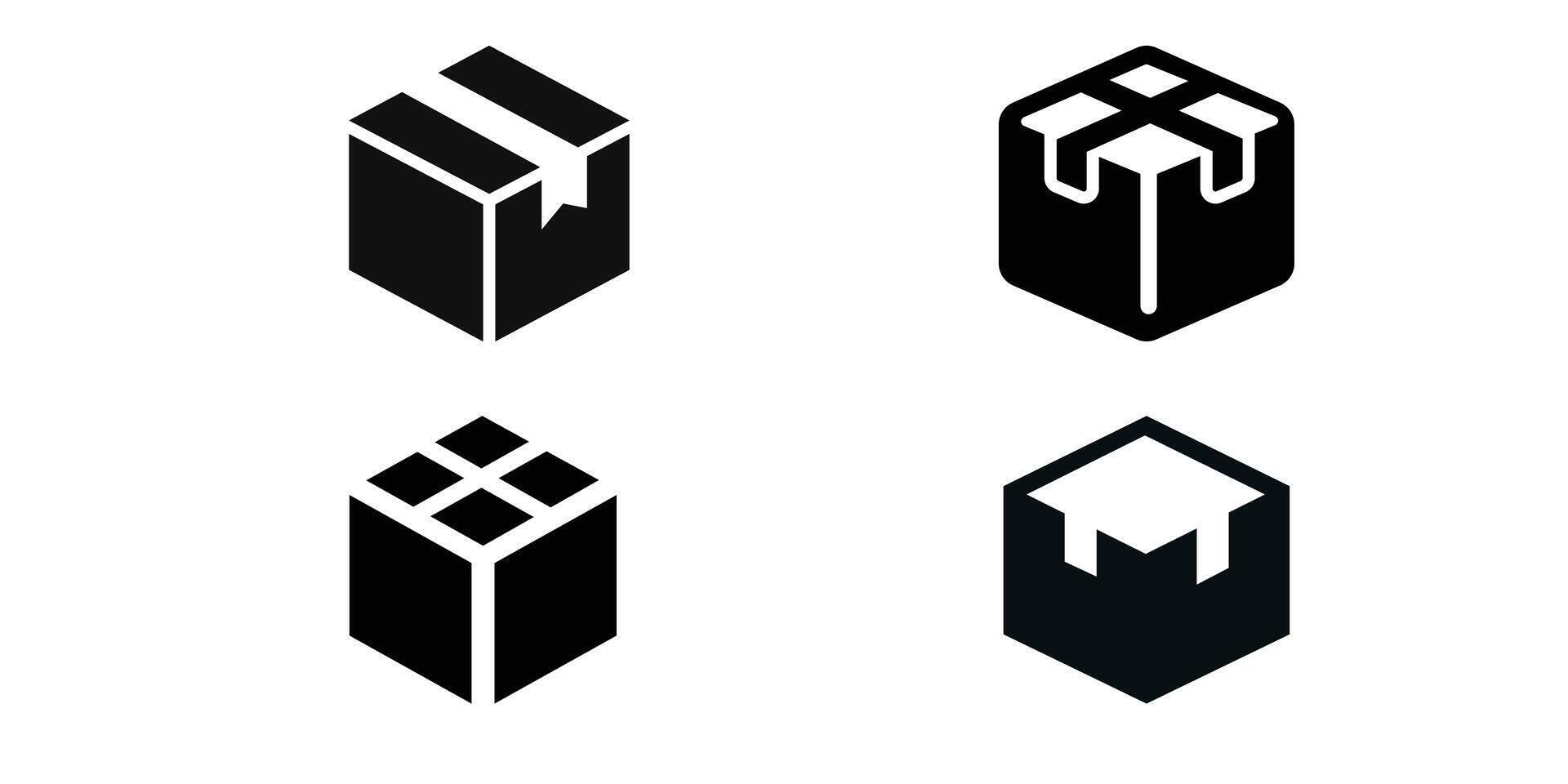 Set of 4 box collection illustrated icons best for branding vector