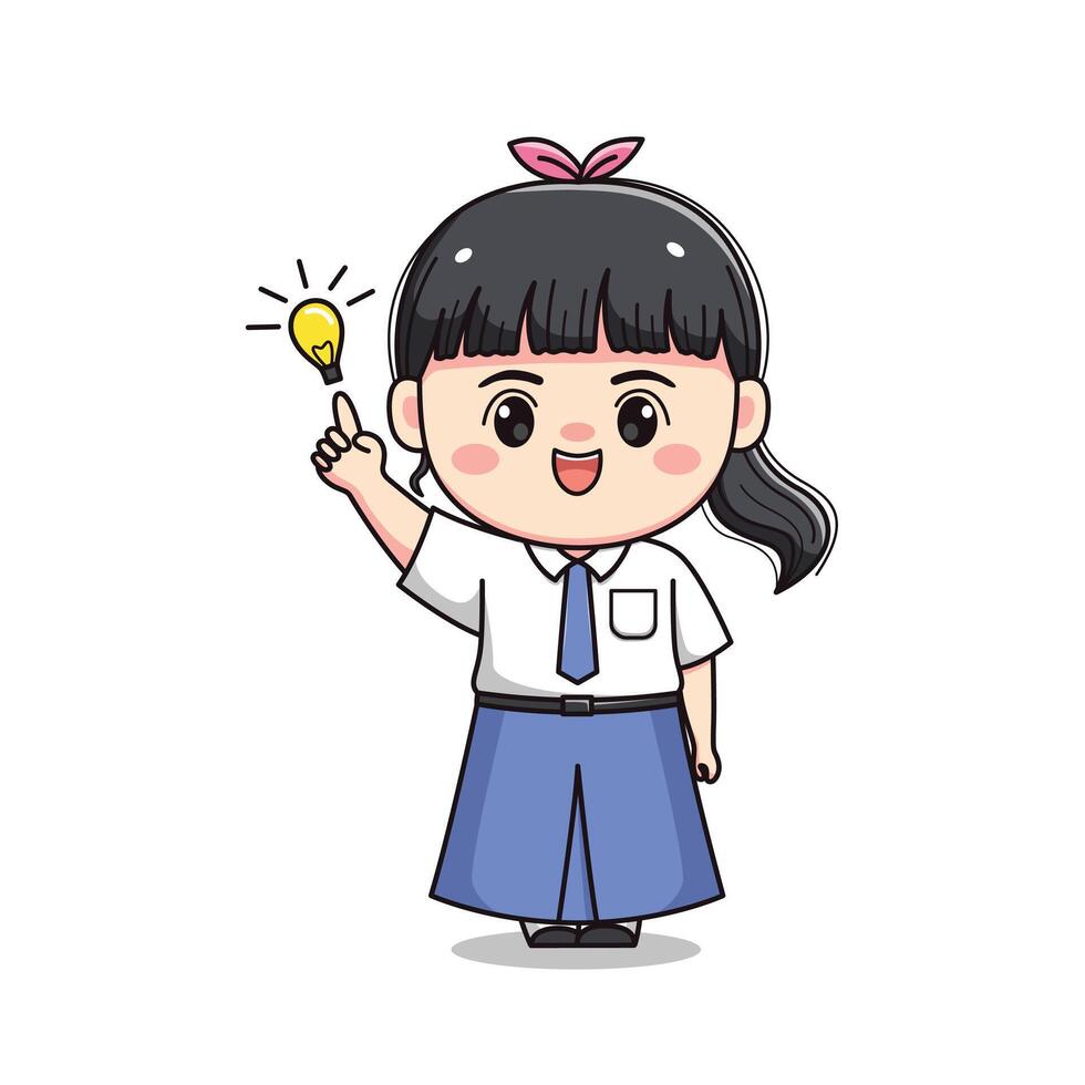 indonesian senior high school student cute girl character vector