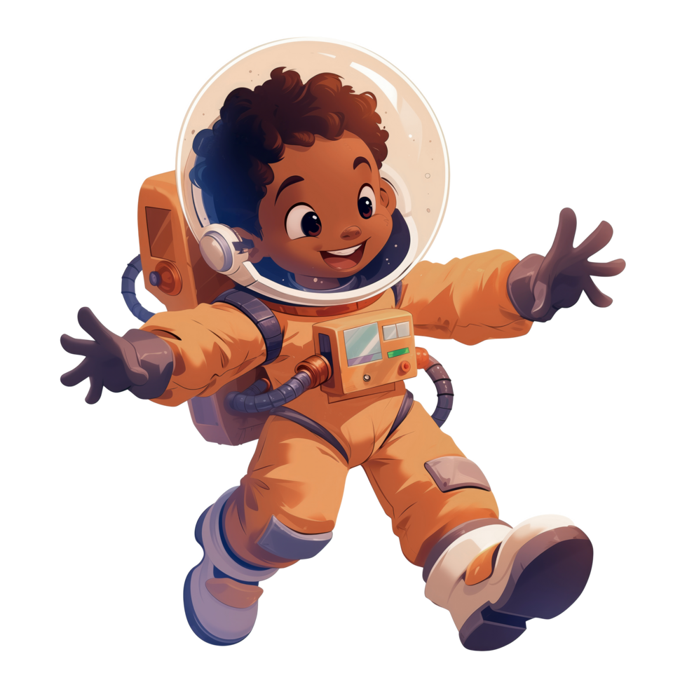 Astronaut cartoon character in space suit png