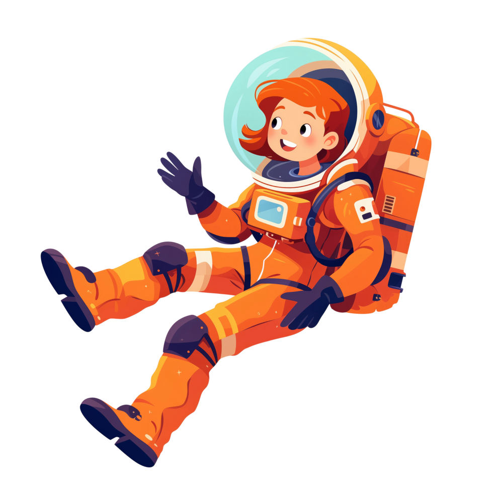 Illustration of a female astronaut in space png