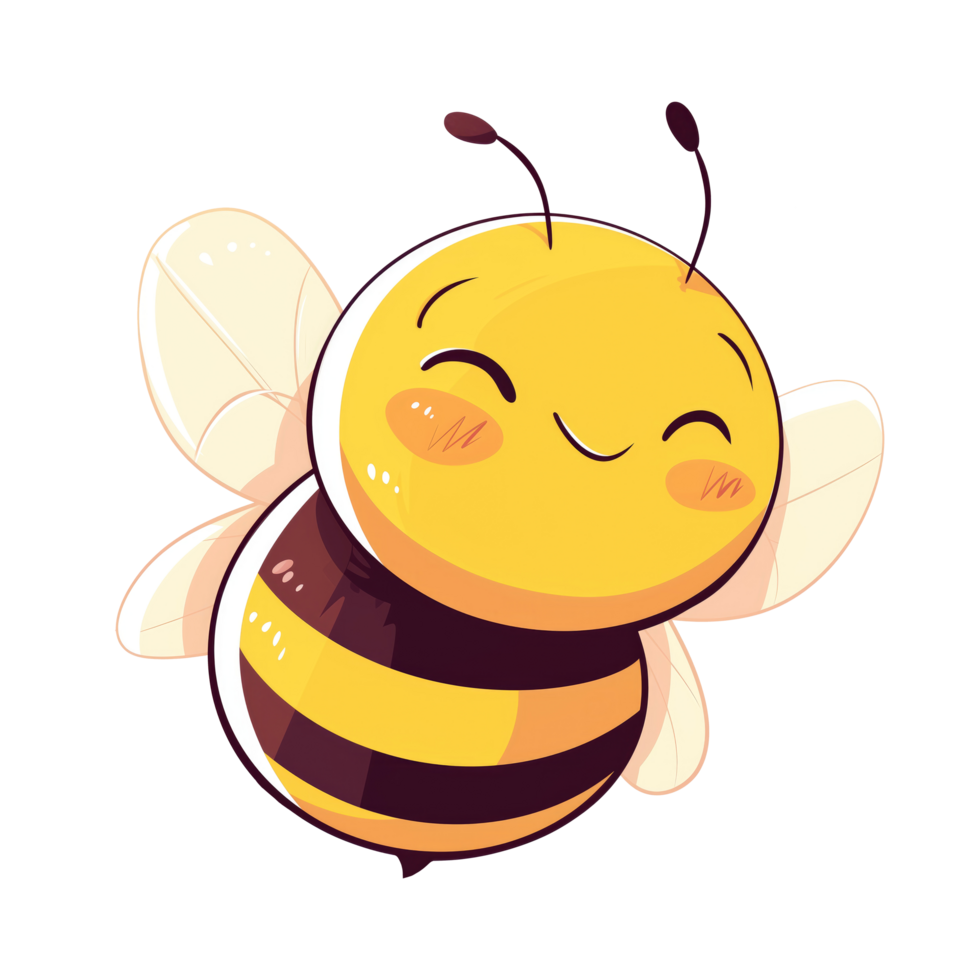 Cute happy bee cartoon character png