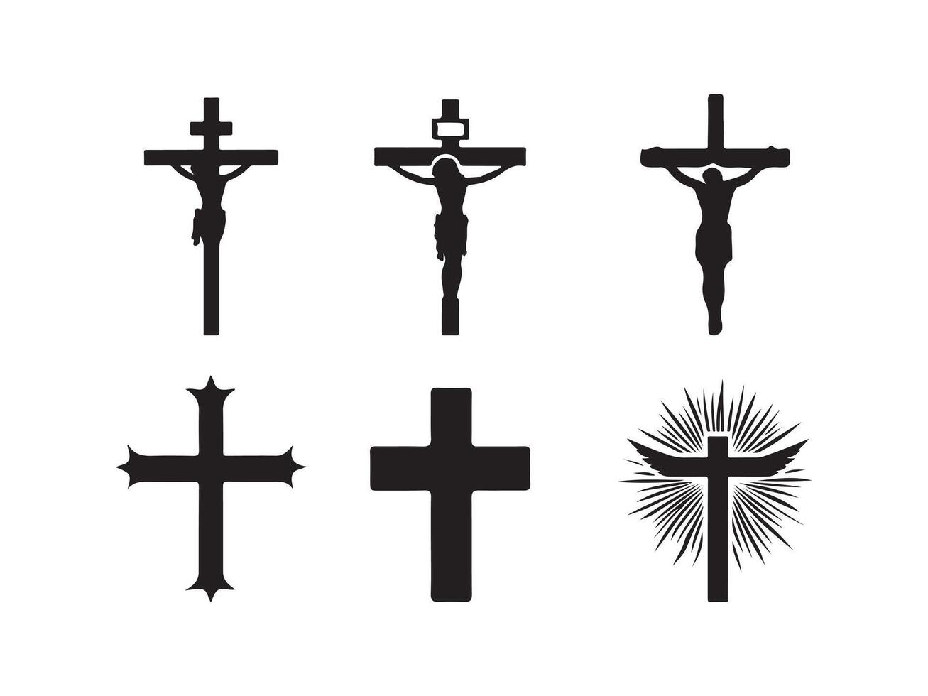 Christian symbols silhouette art illustration. vector