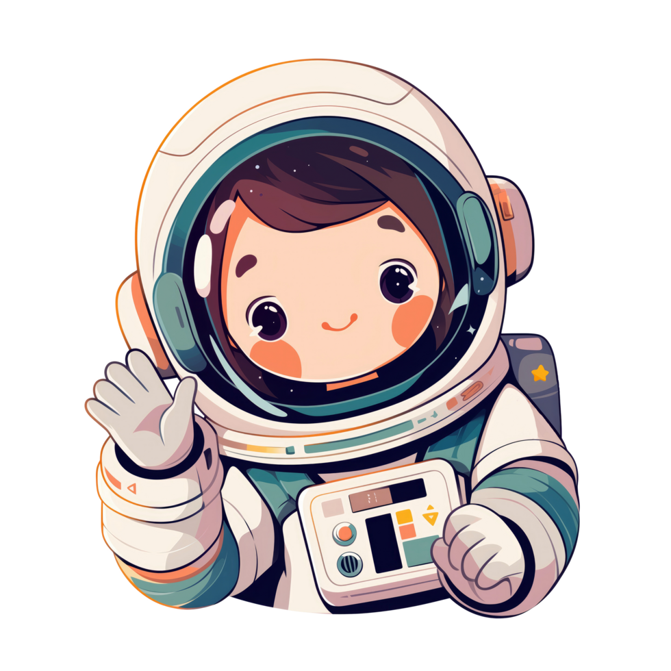 Smiling little girl wearing astronaut spacesuit png
