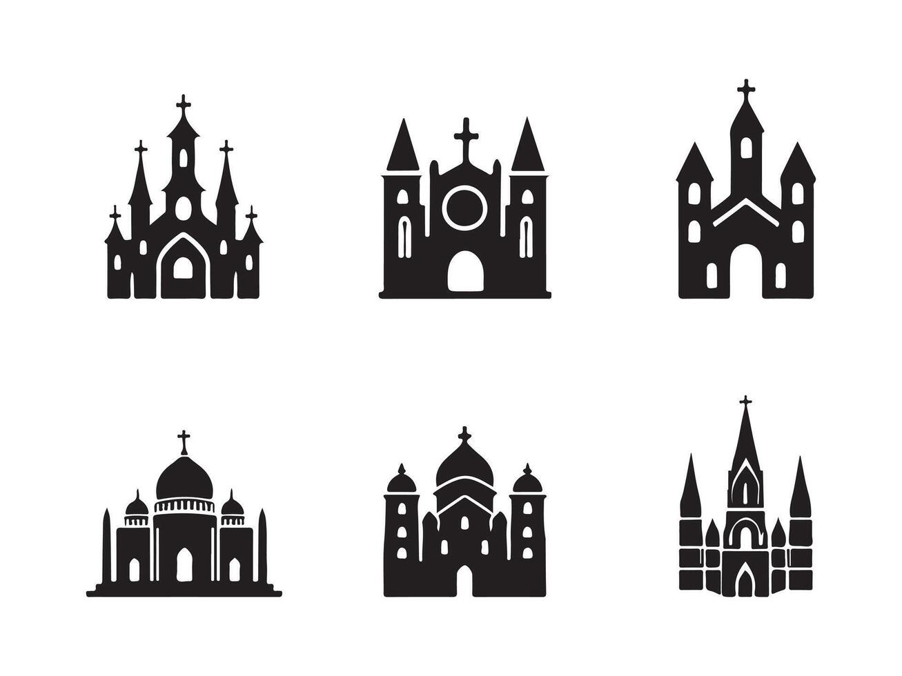Christian symbols silhouette art illustration. vector