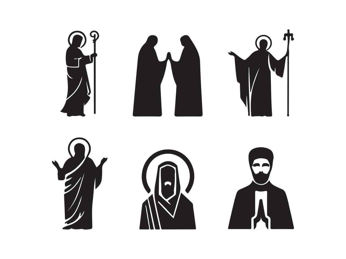 Christian symbols silhouette art illustration. vector