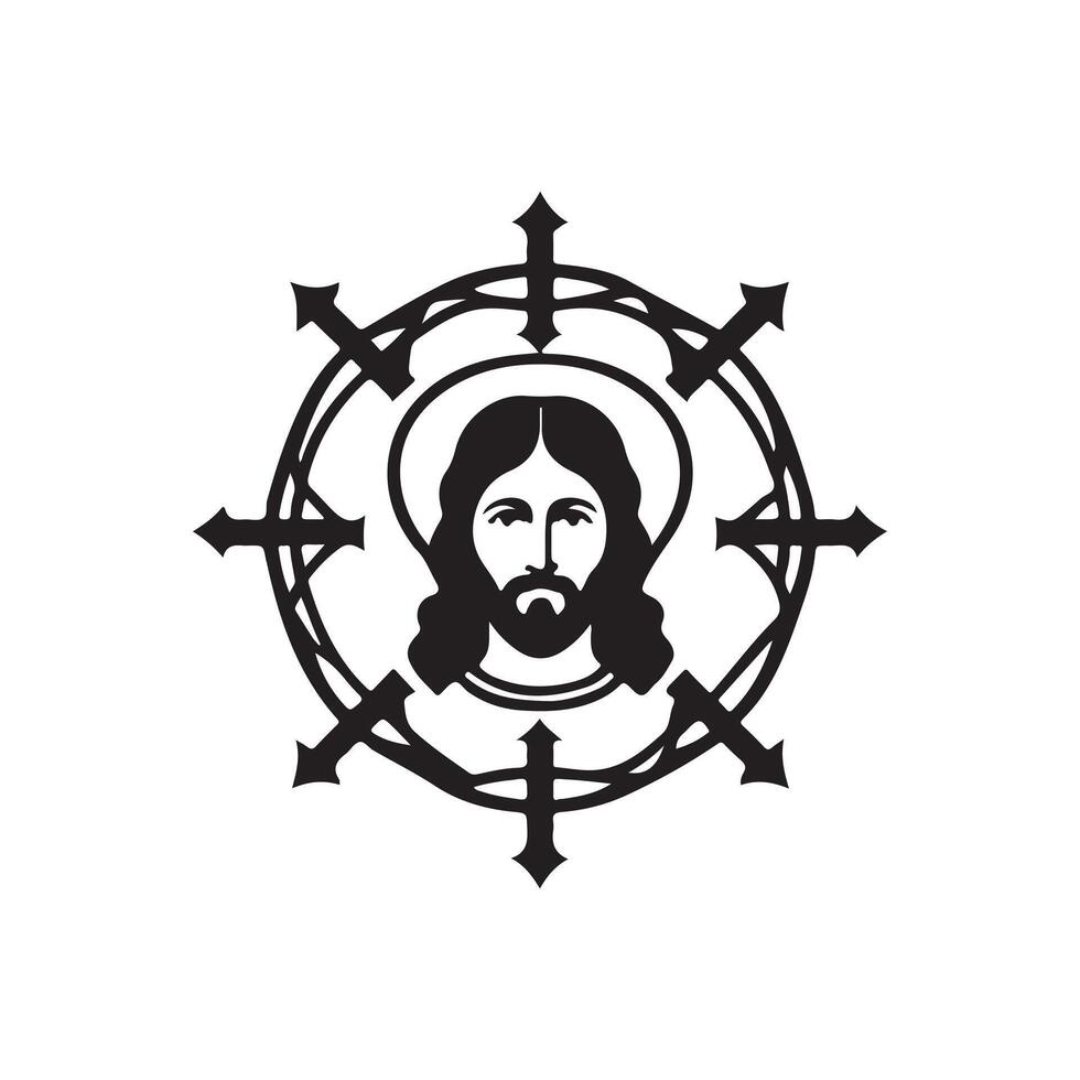 Christian symbols silhouette art illustration. vector