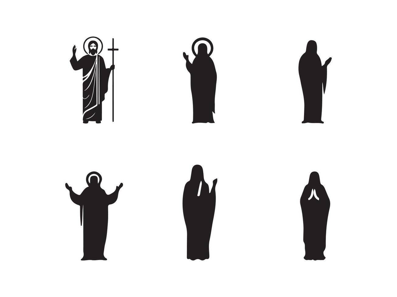 Christian symbols silhouette art illustration. vector