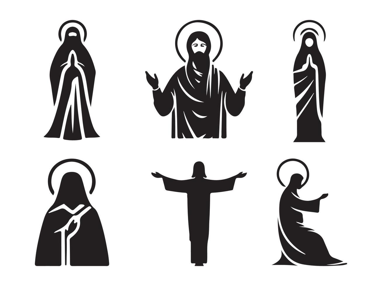 Christian symbols silhouette art illustration. vector