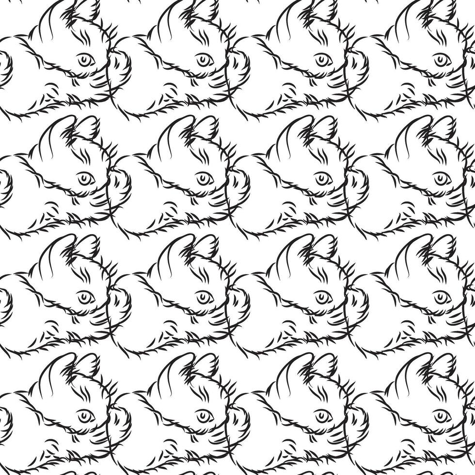 Cat in doodle style. Simple seamless pattern. illustration. vector