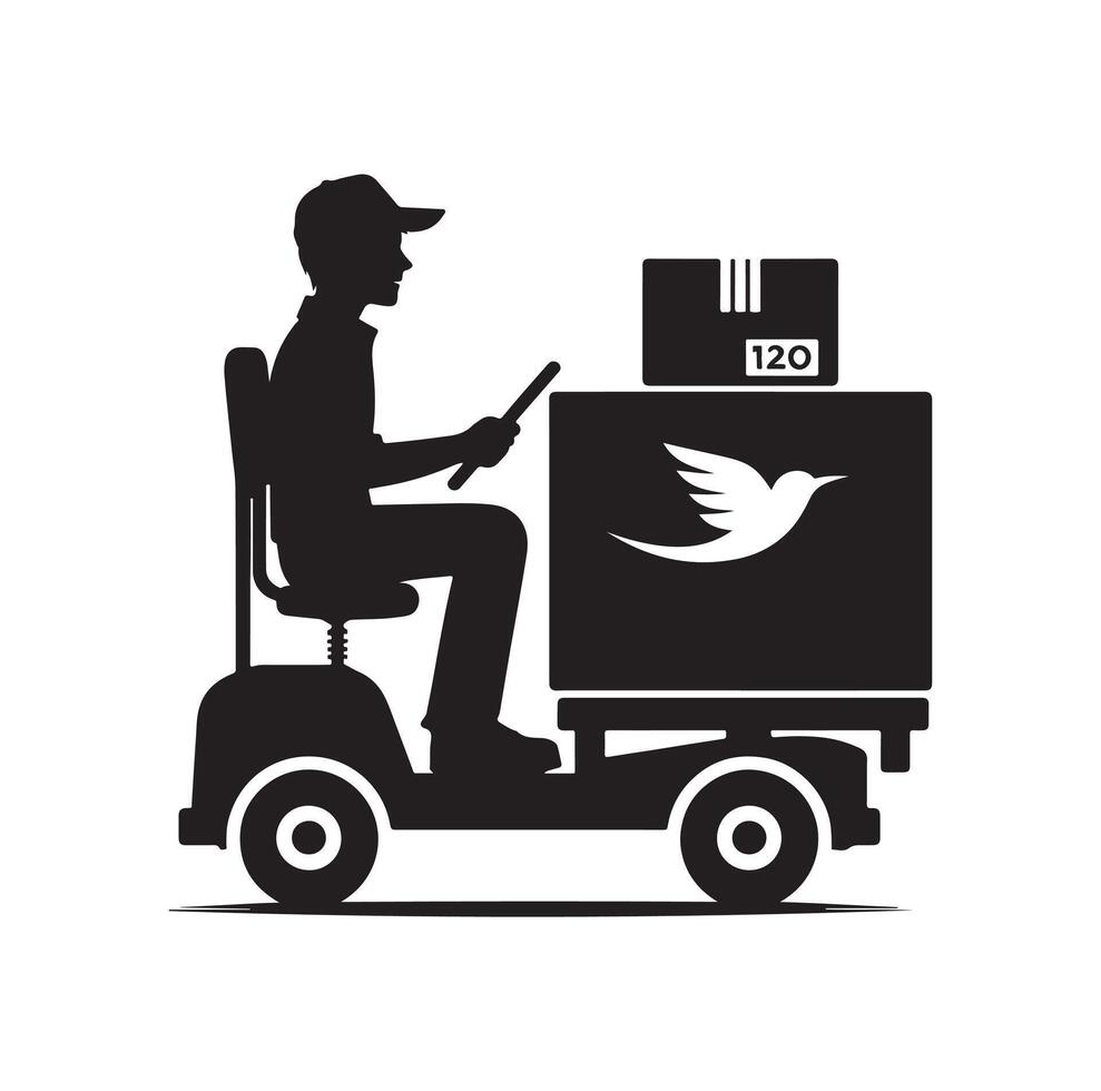 Delivery man silhouette illustration set vector
