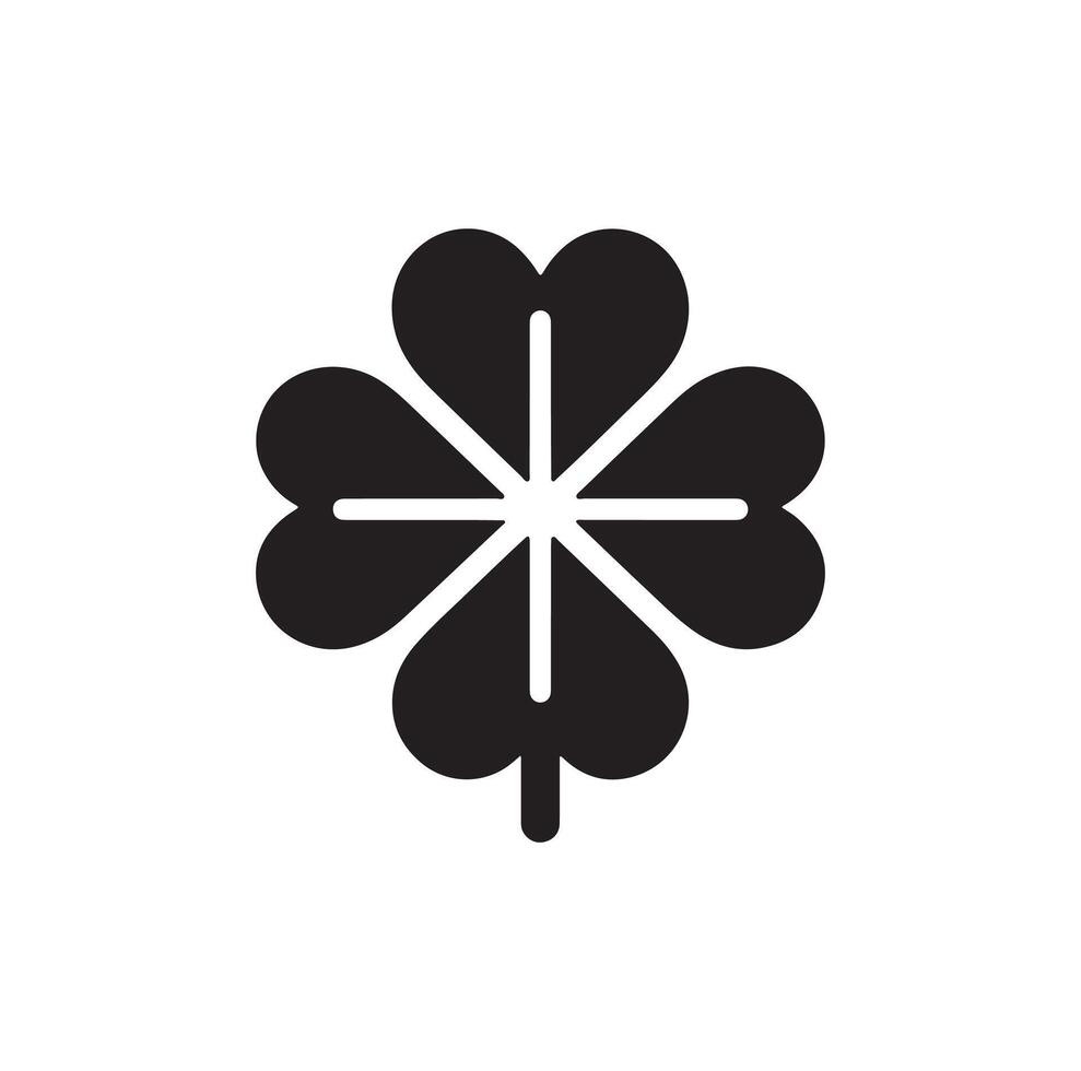 Four-leaf clover icon illustration. Black icon isolated on white background. Clover silhouette. vector