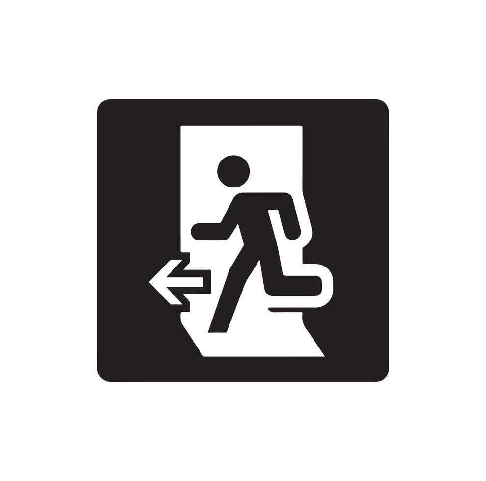 Emergency exit illustration, escape route sign and symbol vector
