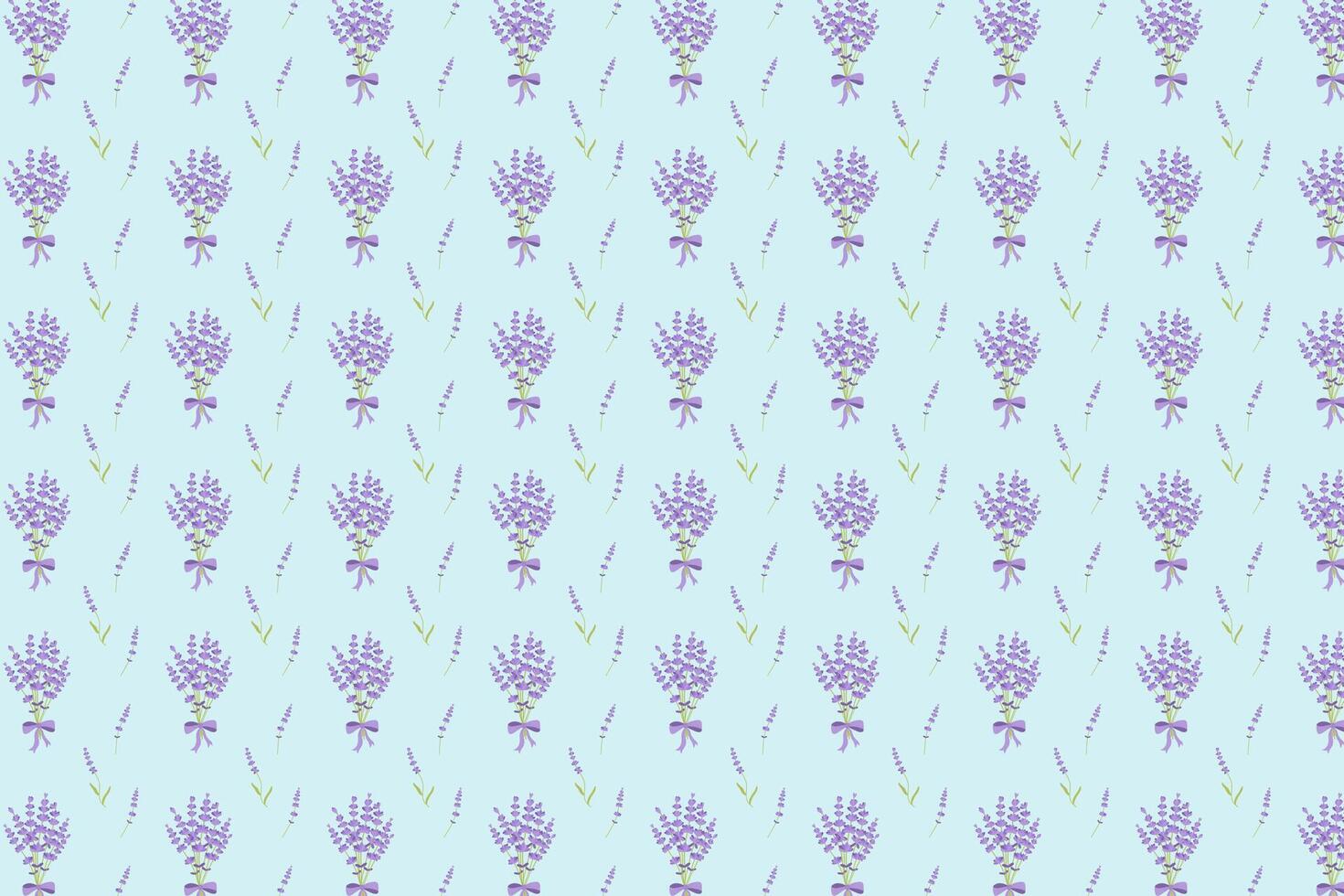 Nice floral pattern with purple lavender on the blue background. Botanical textile garment wallpaper, print, design. Hand-drawn illustration. vector
