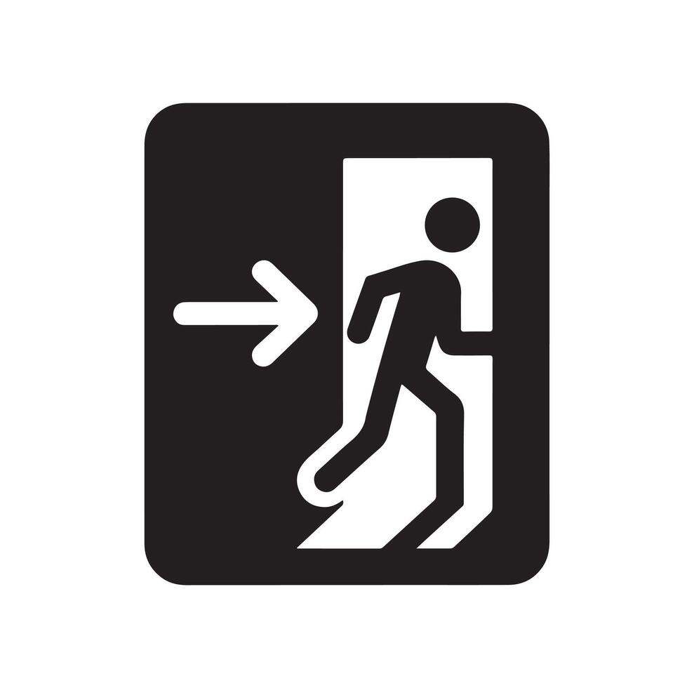 Emergency exit illustration, escape route sign and symbol vector