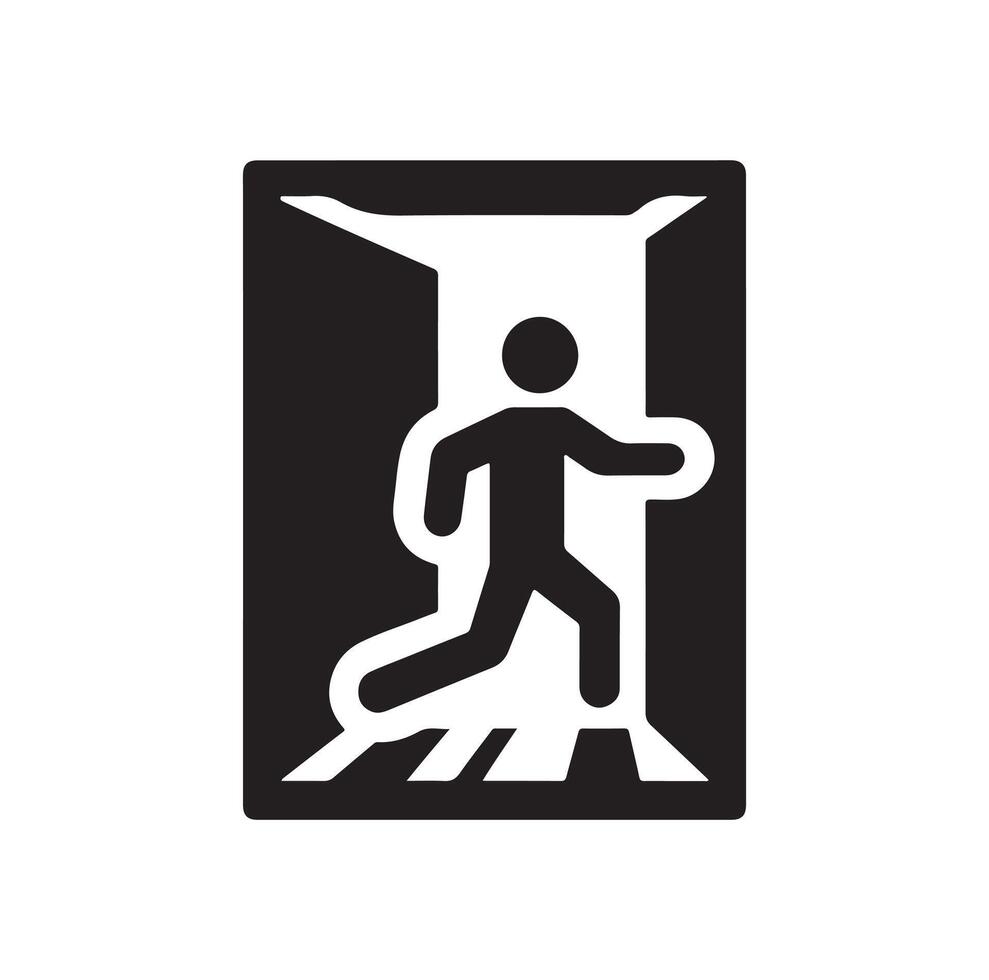 Emergency exit illustration, escape route sign and symbol vector