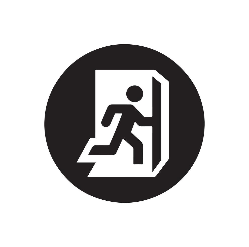 Emergency exit illustration, escape route sign and symbol vector