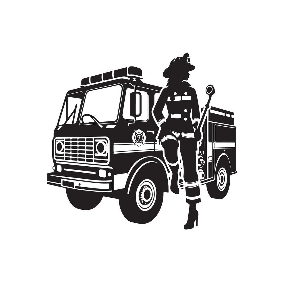 firefighter car illustration icon vector