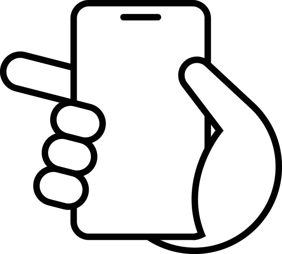 Hand Holding Smartphone Line Icon vector