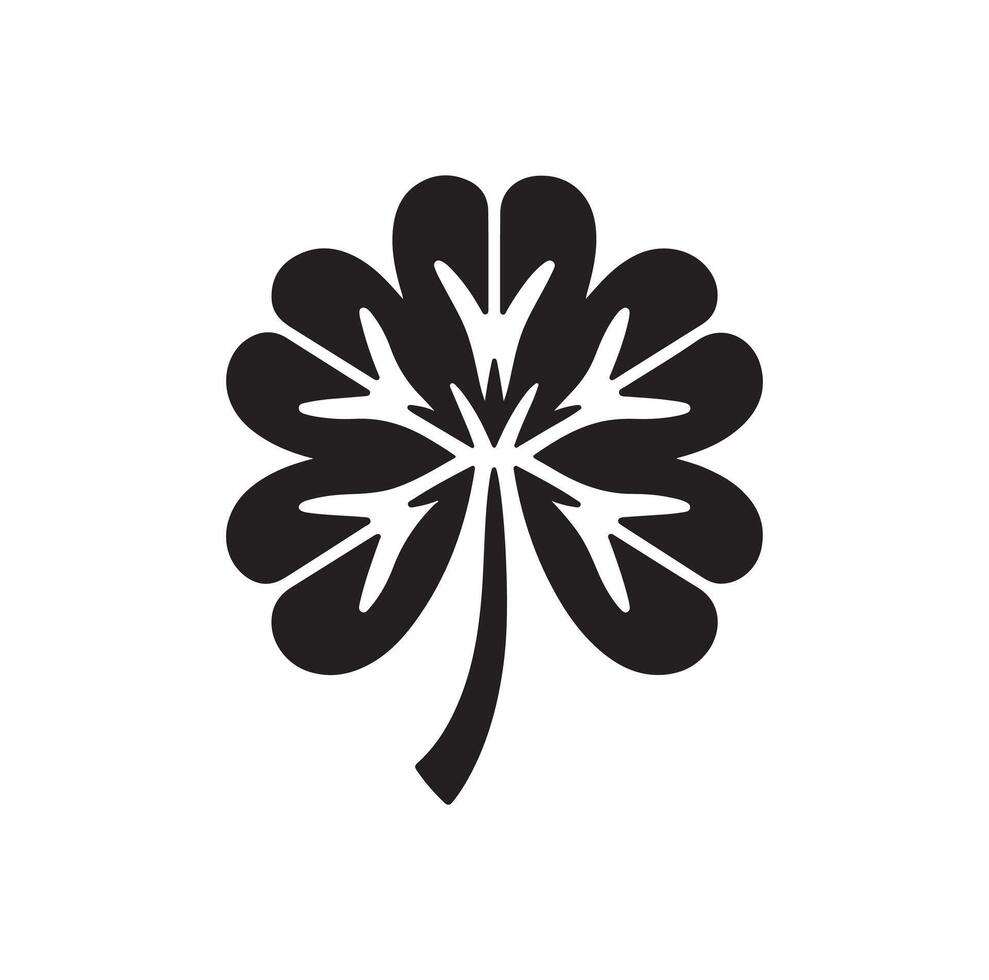 Four-leaf clover icon illustration. Black icon isolated on white background. Clover silhouette. vector