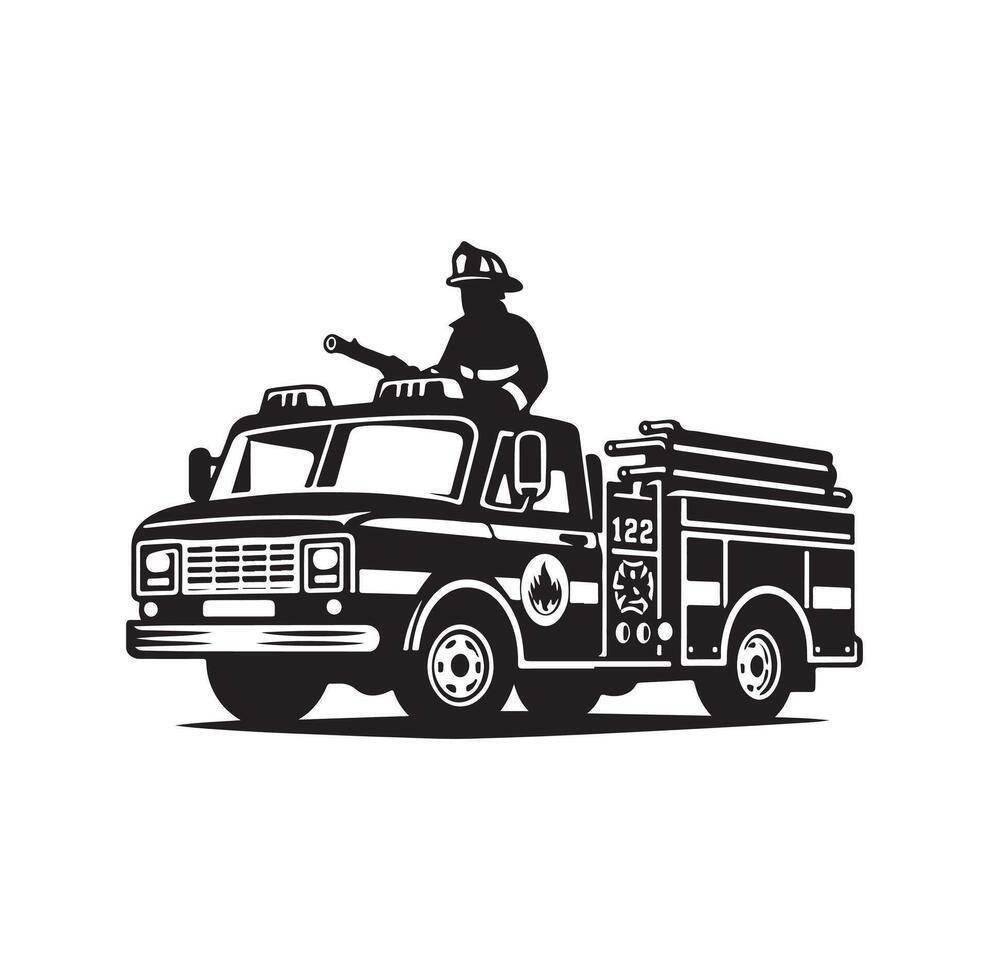 firefighter car illustration icon vector