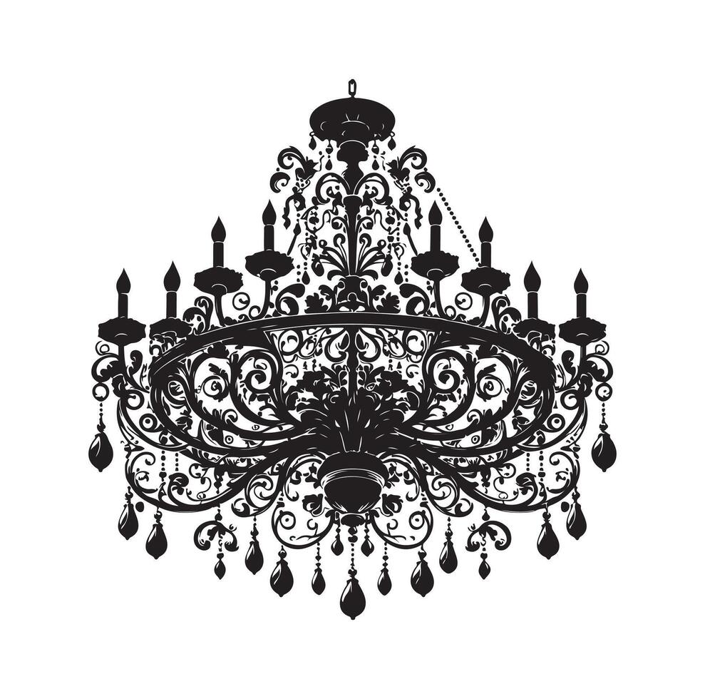 chandelier illustration icon silhouette style vector