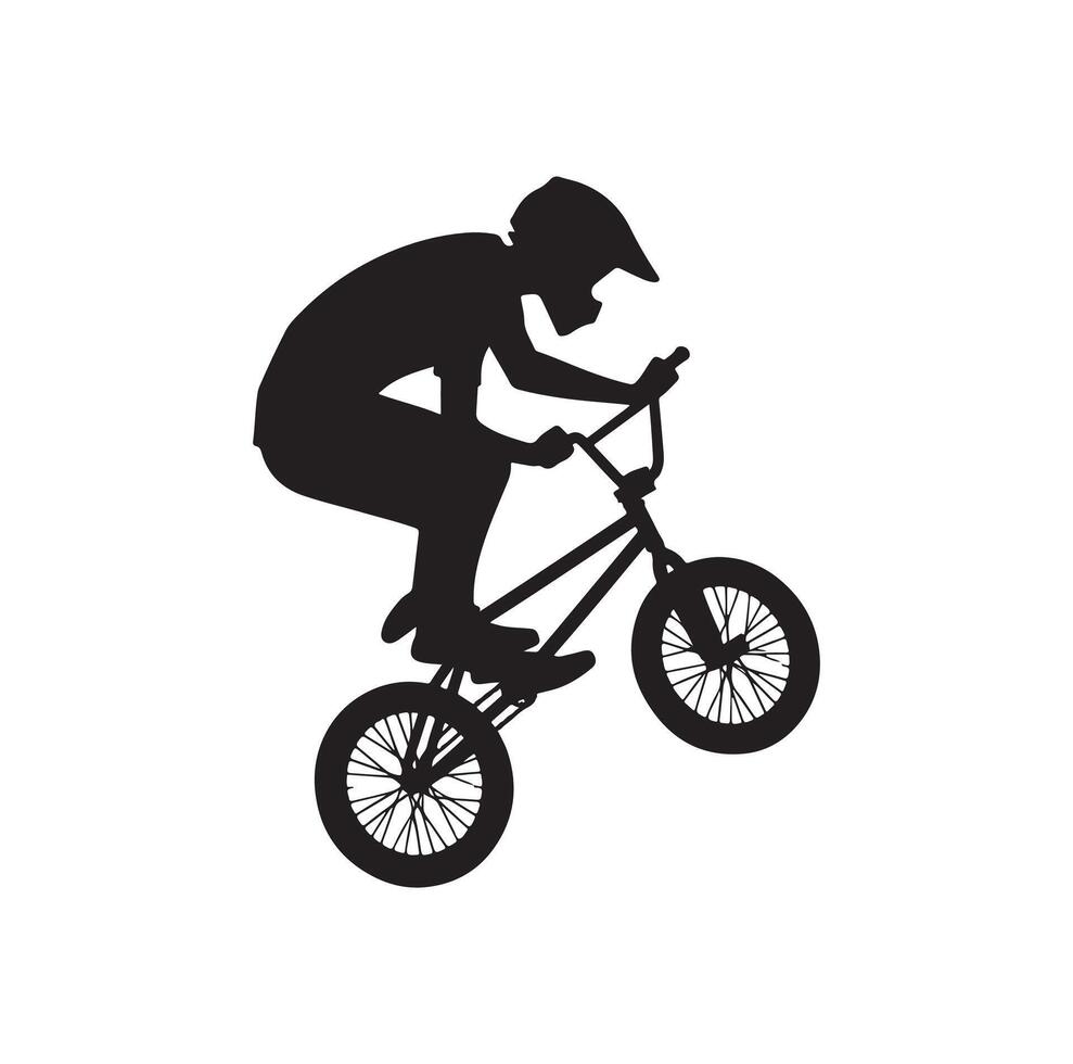 Professional bmx bicycle player silhouette. illustration vector
