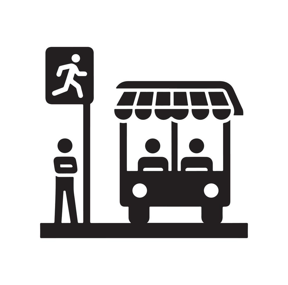 Bus stop icon illustration vector