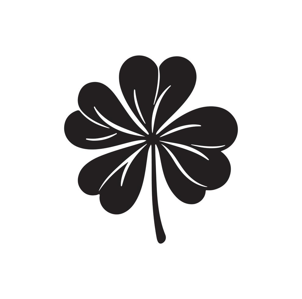 Four-leaf clover icon illustration. Black icon isolated on white background. Clover silhouette. vector