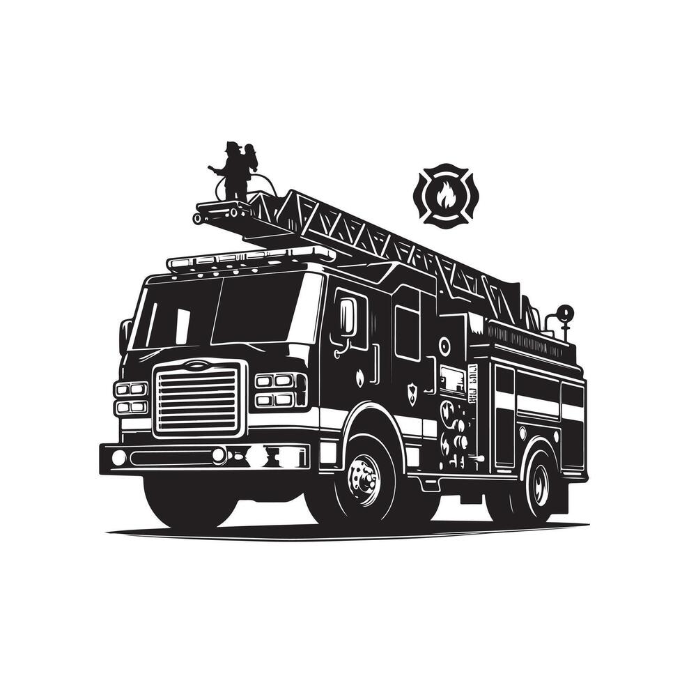 firefighter car illustration icon vector