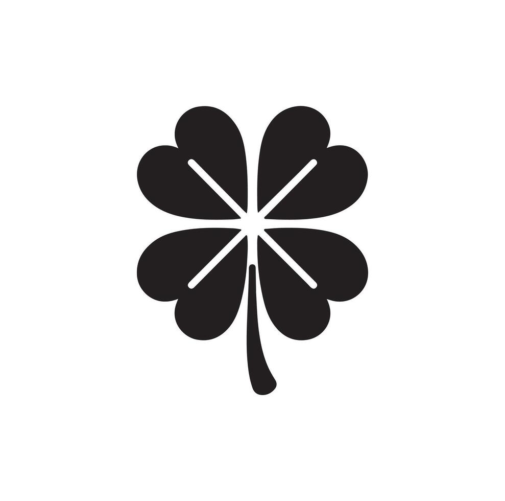 Four-leaf clover icon illustration. Black icon isolated on white background. Clover silhouette. vector