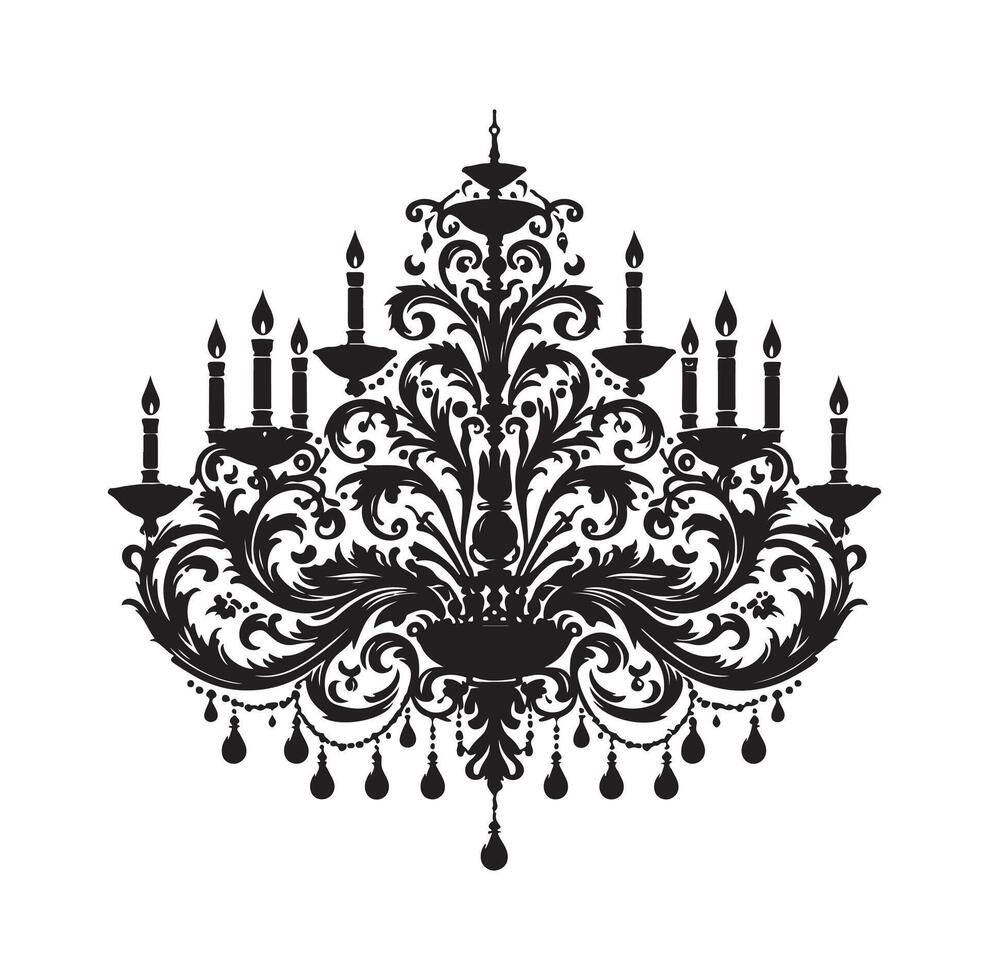 chandelier illustration icon silhouette style vector