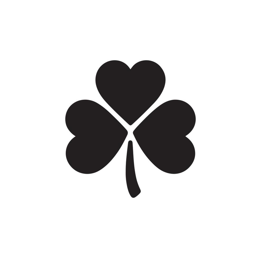 Four-leaf clover icon illustration. Black icon isolated on white background. Clover silhouette. vector
