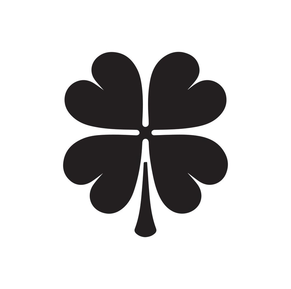 Four-leaf clover icon illustration. Black icon isolated on white background. Clover silhouette. vector