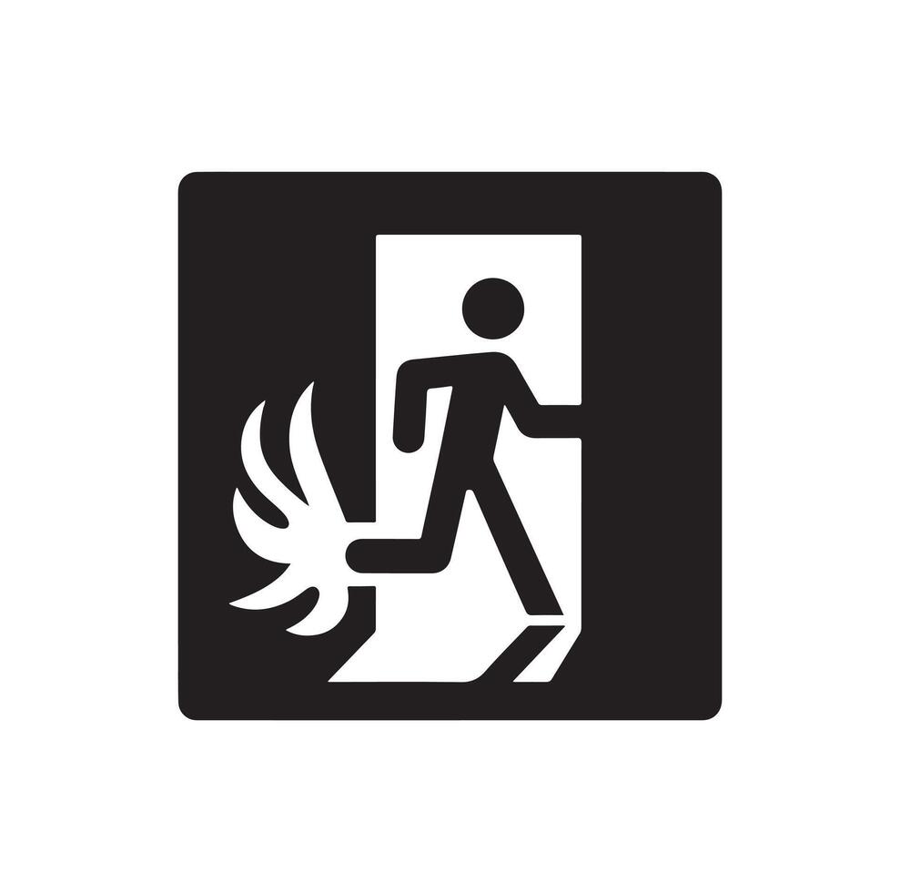 Emergency exit illustration, escape route sign and symbol vector