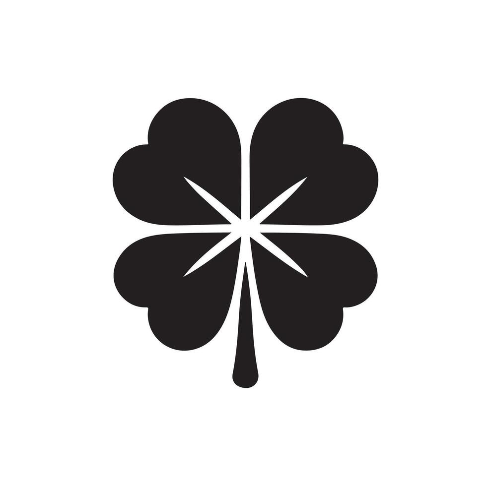 Four-leaf clover icon illustration. Black icon isolated on white background. Clover silhouette. vector