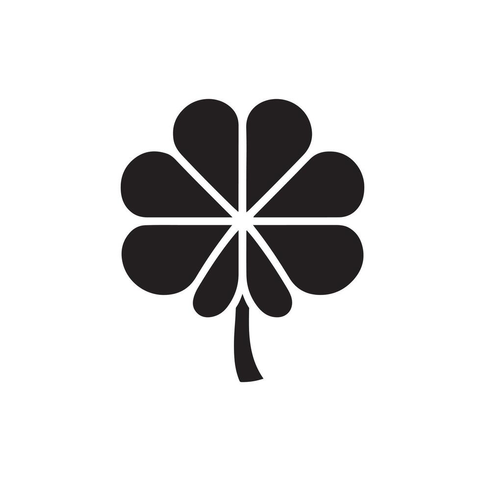 Four-leaf clover icon illustration. Black icon isolated on white background. Clover silhouette. vector