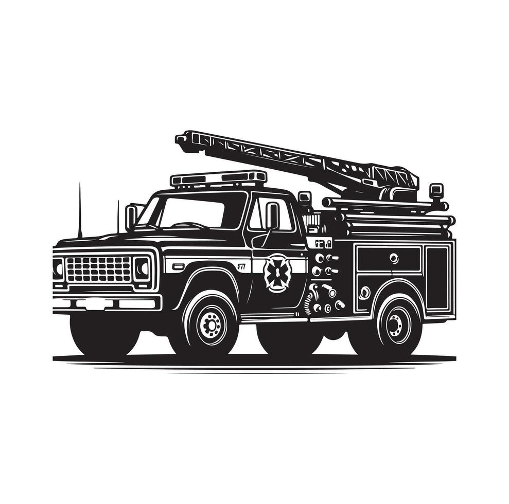 firefighter car illustration icon vector