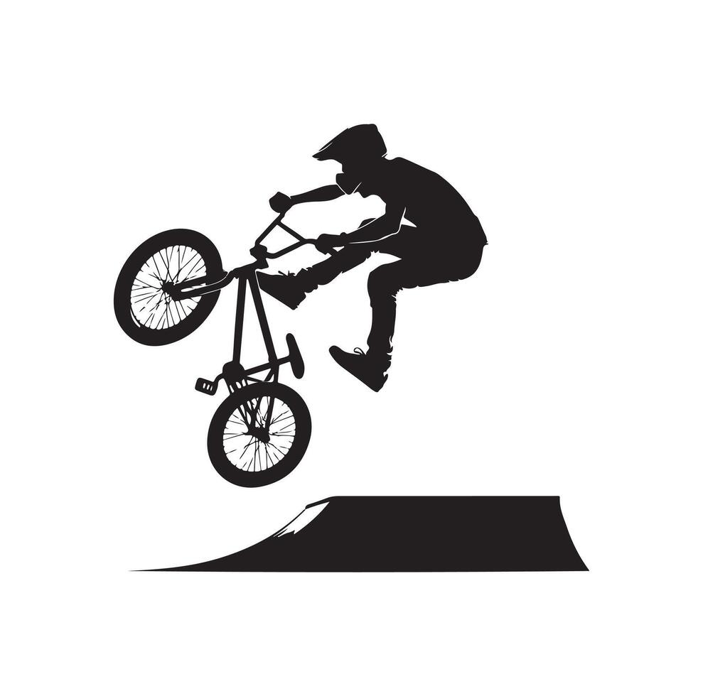 Professional bmx bicycle player silhouette. illustration vector