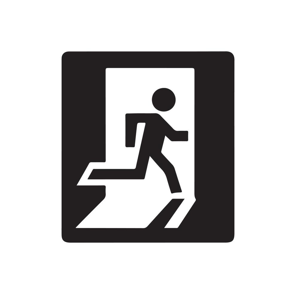 emergencia salida ilustración, escapar ruta firmar y símbolo vector