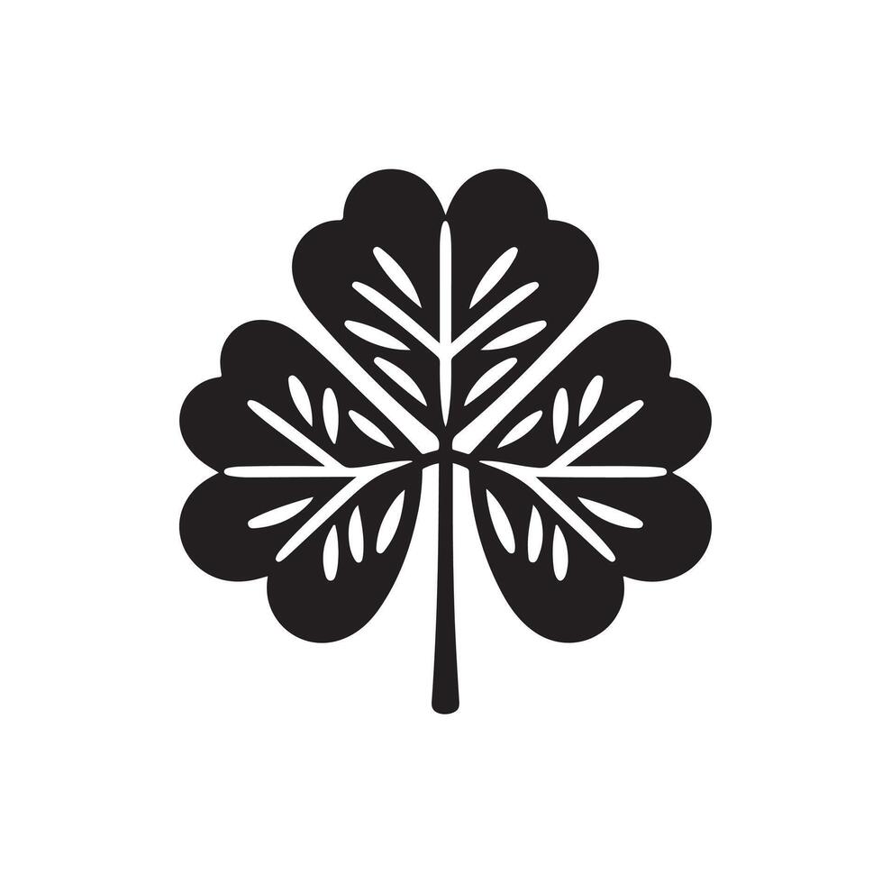 Four-leaf clover icon illustration. Black icon isolated on white background. Clover silhouette. vector