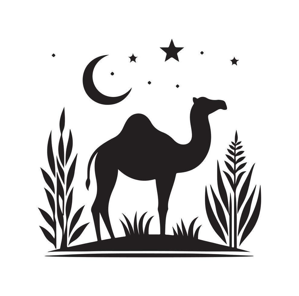 camel silhouettes illustration on white background vector